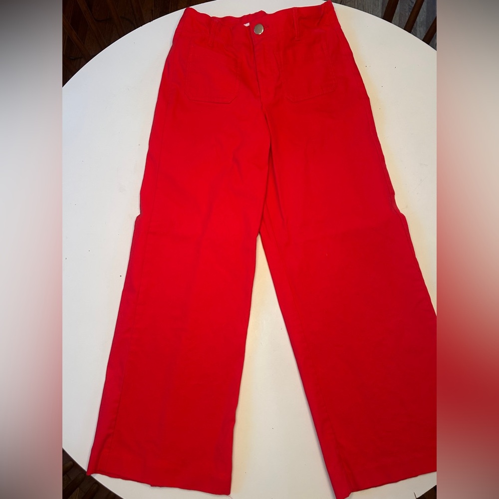 Bright cherry red wide leg pants